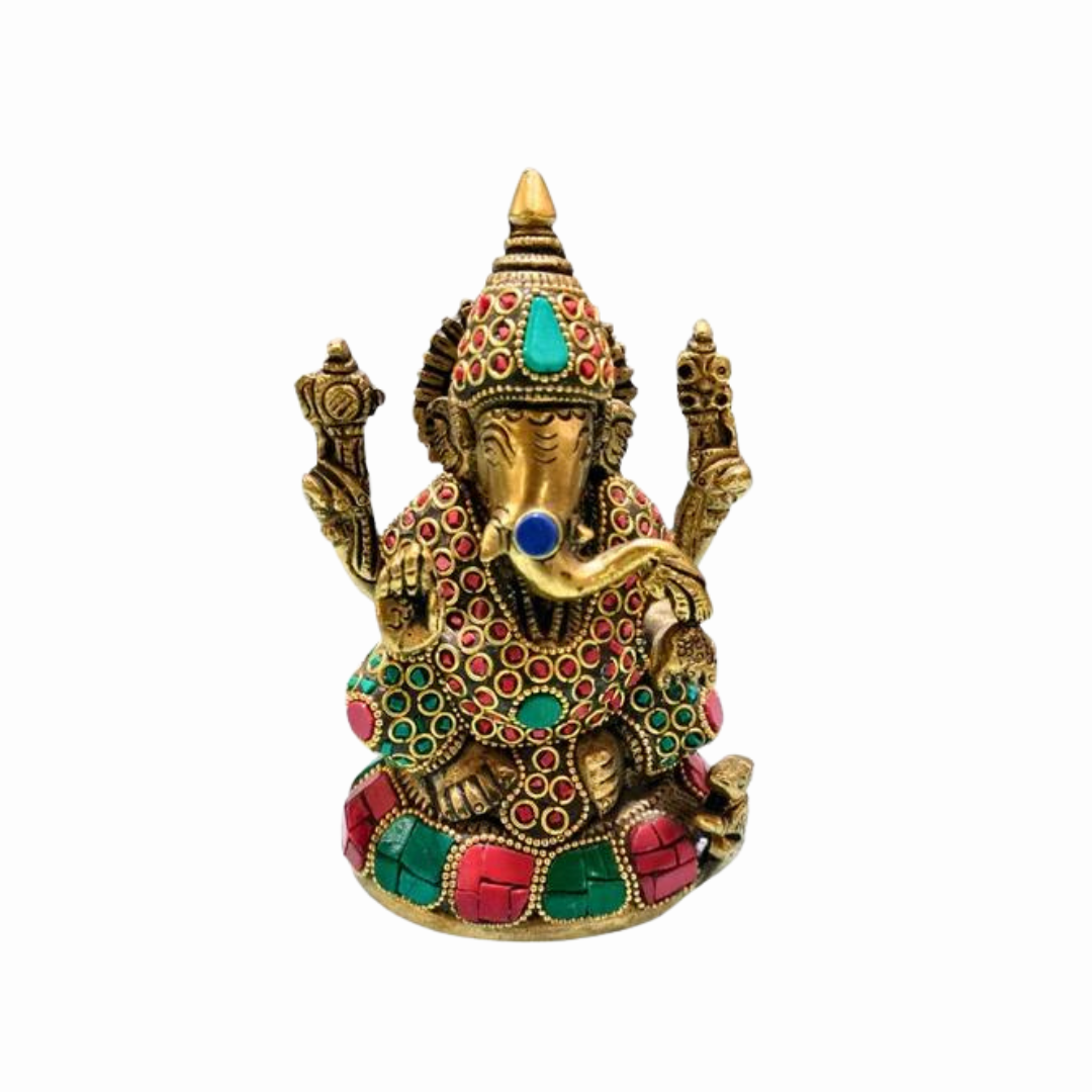Ganesha con Incrustaciones | Bronce