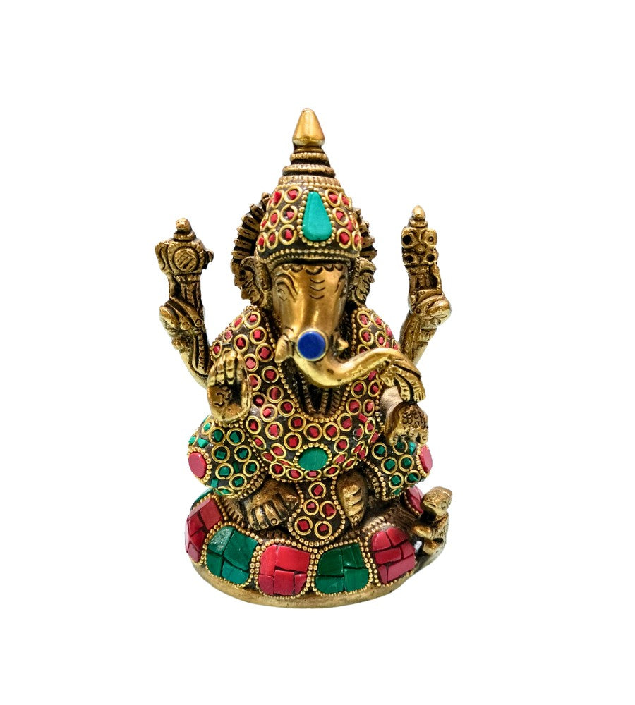 Ganesha con Incrustaciones | Bronce