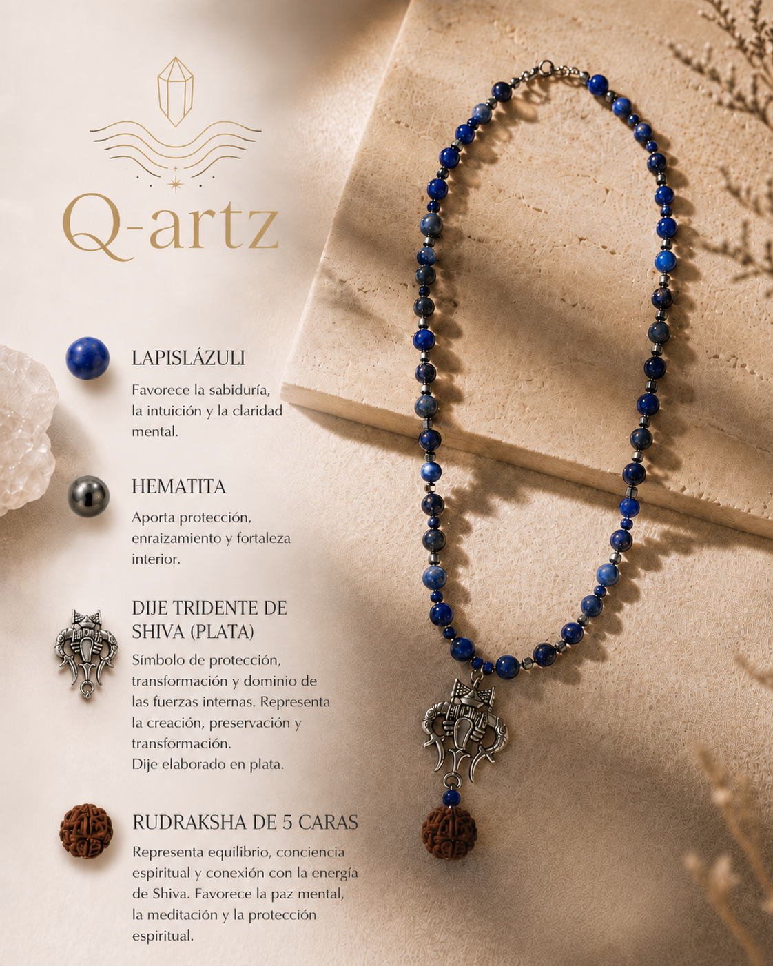 Collar Tridente Shiva | lapiz lasuli
