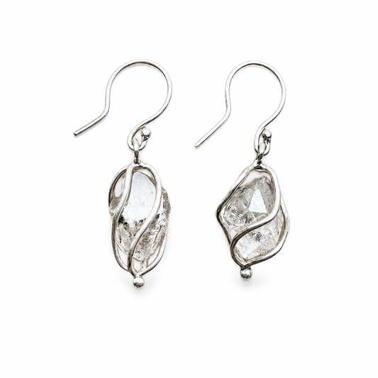 Aretes diamante Herkimer | Plata 925