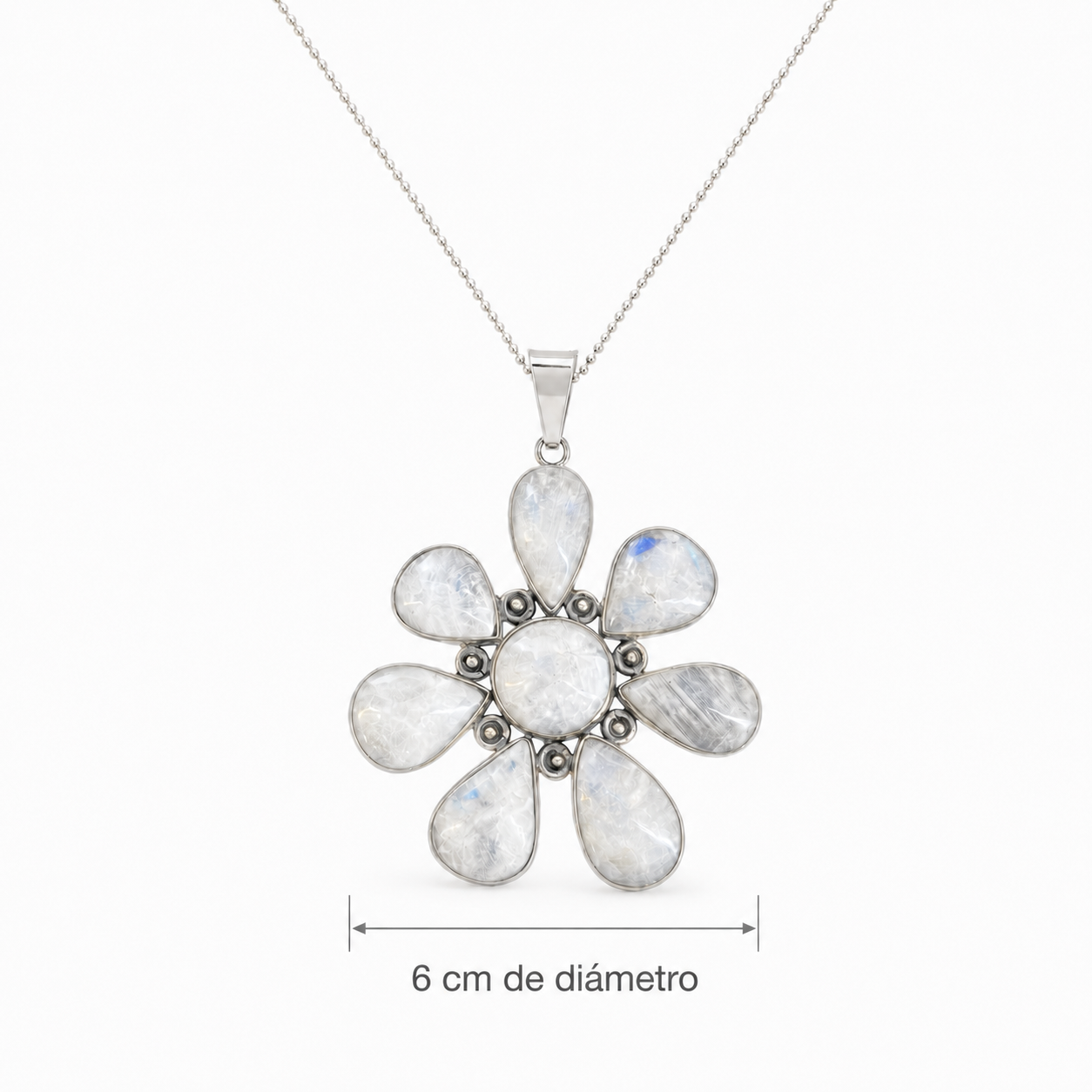 Dije Flor de Piedra Luna Plata 925